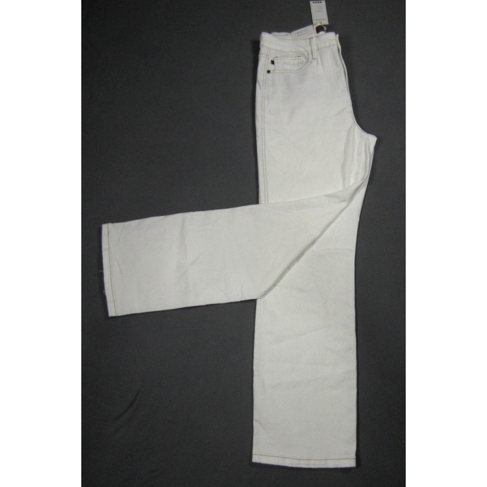 Judy Blue Womens 13/31 Jeans Whiteout Cream Straight High Waist Distressed NWT